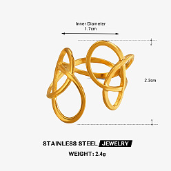 Золотой Неровная линия 304 открытые кольца манжеты из нержавеющей стали, золотые, 17 мм
