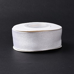 White 10 Yards Polyester Chiffon Ribbon, for DIY Jewelry Making, White, 1- inch(25.5mm)
