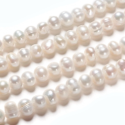 Antique White Natural Cultured Freshwater Pearl Beads Strands, Rondelle, Antique White, 6~8x5~6mm, Hole: 0.6mm, about 31pcs/strand, 6.69 inch(17cm)