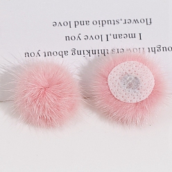 Pink Faux Mink Fur Pompoms, Plush Ball, DIY Ornament Accessories for Shoes Hats Clothes, Pink, 30mm