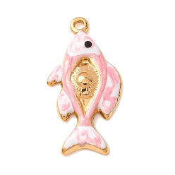 Golden 304 Stainless Steel Enamel Pendants, Fish Charms, Golden, 28.5x14.5x3.5mm, Hole: 1.6mm