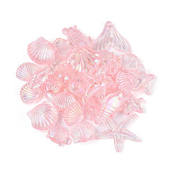 Pink Прозрачные акриловые бусины с океанской тематикой, разнообразные, розовые, 10~20x5.5~23x2.5~9 мм, отверстие : 1.5~1.8 мм, Около 1272 шт / 500 г
