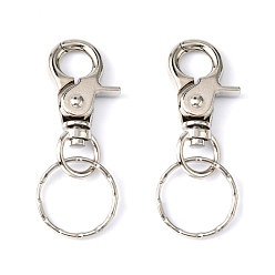Platinum Iron Swivel Clasps with Key Rings, Platinum, 67x25mm