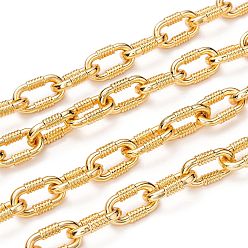 Golden Alloy Paperclip Chains, Flat Oval, Drawn Elongated Cable Chains, with Spool, Long-lasting Plated, Unwelded, Lead Free & Cadmium Free, Golden, 17.5x10x3mm, about 32.8 Feet(10m)/roll
