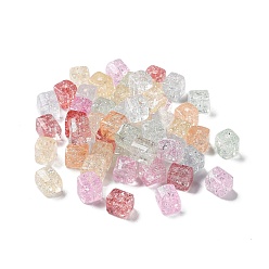 Mixed Color Transparent Crackle Glass Beads, Square, Mixed Color, 6.5x6.5x6.5mm, Hole: 1.5mm