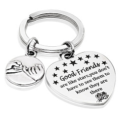 Stainless Steel Color Stainless Steel Heart Lettering Pendants Keychain, for Good Friend Graduation Gift Celebration, Stainless Steel Color, 5.2cm