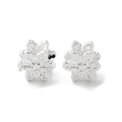 925 Sterling Silver Plated Brass Beads, Snowflake, 925 Sterling Silver Plated, 5.5x4.5mm, Hole: 1.6mm