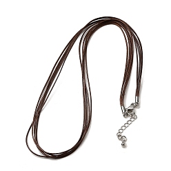 Кокосово-Коричневый 1мм вощеный шнур 5-образное ожерелье, с латунными выводами и 304 застежками из лобстера из нержавеющей стали, платины и нержавеющая сталь цвет, кокосового коричневый, 18.90 дюйм (48 см)