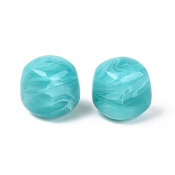 Темный Голубой Непрозрачные акриловые бусины, квадратный, темные голубые, 17x16x16 мм, отверстие : 2.7 мм