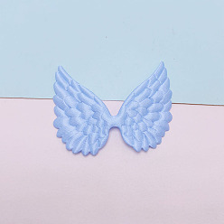Cornflower Blue Angel Wing Shape Sew on Double-sided Satin Ornament Accessories, DIY Sewing Craft Decoration, Cornflower Blue, 58x45mm