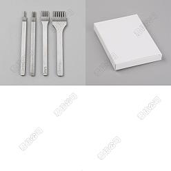 Нержавеющая Сталь Цвет 4 шт. 4 стили наборы для самостоятельного шитья и шнуровки из кожи, инструмент для дырокола, цвет нержавеющей стали, 98x6~21x3.5 мм