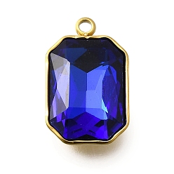 Сапфир 304 подвески из нержавеющей стали, со стразами, реальный 18 k позолоченный, ионное покрытие (ip), прямоугольные, сапфир, 18.5x11.5x5.5 мм, отверстие : 1.8 мм