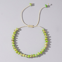Зелено-Желтый Регулируемые ретро бохо винтажные квадратные окрашенные браслеты из натуральной императорской яшмы с плетением из бусин для женщин и мужчин, зеленый желтый