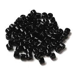 Black Opaque Acrylic Beads, Column, Black, 6.5x5mm, Hole: 2.2mm