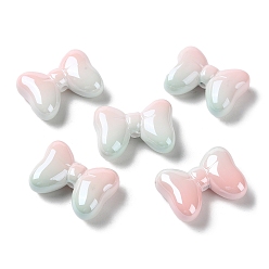 Pink Gradient Color Opaque Acrylic Beads, Bowknot, Pink, 28x20.5x10mm, Hole: 2.5mm