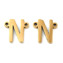 Letter N Ion Plating(IP) 304 Stainless Steel Connector Charms, Letter, Letter N, 10x10x1.5mm, Hole: 1.2mm
