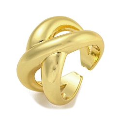 Real 18K Gold Plated Brass Cuff Rings for Women, Cadmium Free & Lead Free, Real 18K Gold Plated, Inner Diameter: 17mm