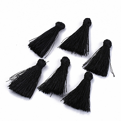 Black Polyester Tassel Pendant Decorations, Black, 30~35mm