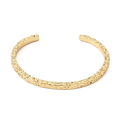 Real 18K Gold Plated Brass Textured Cuff Bangles for Women, Rack Plating, Long-Lasting Plated, Lead Free & Cadmium Free, Real 18K Gold Plated, Inner Diameter: 2.17x1.83 inch(5.5x4.65cm)