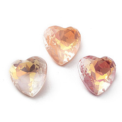 Mixed Color Electroplate Glass Rhinestone Cabochons, Point Back & Back Plated, Faceted, Heart, Mixed Color, 8x8x4.5mm