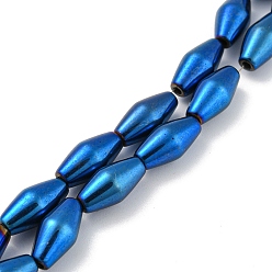 Blue Plated Electroplated Synthetic Magnetic Hematite Beads Strands, Bicone, Blue Plated, 6.2~6.5x12~12.5mm, Hole: 1.4mm, about 33pcs/strand, 16.89''(42.9cm)