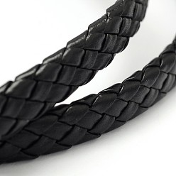 Black Braided Imitation Leather Cord, Black, 9x4mm, 10yards/roll