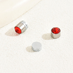 Серебро Плоские круглые 201 магнитные клипсы из нержавеющей стали с кубическим цирконием, серебряные, 6 мм