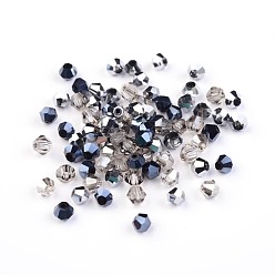 Mixed Color Grade AAA Electroplate Glass Beads Spacers, Faceted Bicone, Mixed Color, 3x2mm, Hole: 0.5mm, about 600pcs/bag