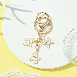 Белый Брелок из эмалевого сплава, с железной фурнитурой, собака, белые, 8.8 см