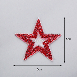 Red Glitter Resin Hotfix Rhinestone, Iron on Patches, Dress Shoes Garment Decoration, Star, Red, 60x60mm