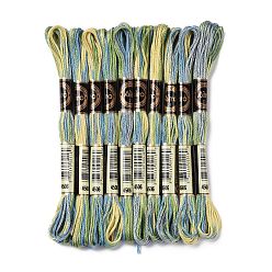 Light Sea Green 10 Skeins 6-Ply Polyester Embroidery Floss, Cross Stitch Threads, Segment Dyed, Light Sea Green, 0.5mm, about 8.75 Yards(8m)/skein