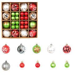 Lawn Green Plastic Christmas Ball Pendant Decorations, Christmas Tree Hanging Decorations, Lawn Green, 30~60mm, 44pcs/box