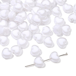 White Acrylic Bicolor Heart Beads, for DIY Bracelet Necklace Handmade Jewelry Accessories, White, 8x7mm, Hole: 2mm