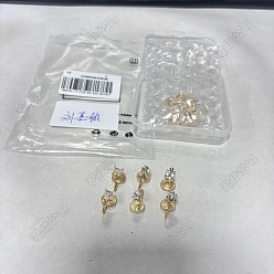 Настоящее золото 18K 12шт. 6 стили латунные микропаве серьги-каффы с прозрачными кубическими циркониями, с петлей, реальный 18 k позолоченный, 15.5x9 мм, отверстие : 1.5 мм, 2 шт / стиль