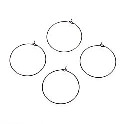 Черный 316 l хирургические серьги-кольца из нержавеющей стали, Подвески для винных бокалов, фурнитура, ионное напыление (IP), электрофорез черный, 25x0.7 мм, 21 датчик