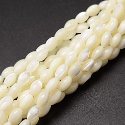Creamy White Natural Trochid Shell/Trochus Shell Beads Strands, Oval, Creamy White, 6~7x4~5mm, Hole: 0.8mm, about 60pcs/strand, 15.75 inch