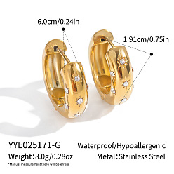 Настоящее золото 18K 304 серьги-кольца со звездами из нержавеющей стали, реальный 18 k позолоченный, 60x19.1 мм