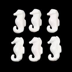 Белый Фарфоровые бусины ручной работы, морской конек, яркие глазированный фарфор, белые, 18~19x9.5~10x6 мм, отверстие : 2 мм