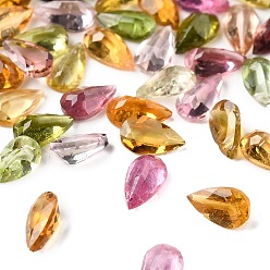 (52) Непрозрачная лаванда Ограненные натуральные многоцветные турмалиновые кабошоны, назад назад, форма слезы, разноцветные, 5x3x2 мм