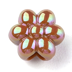 Sienna UV Plating Opaque Acrylic Beads, Iridescent, Flower, Sienna, 10.5x12x17.5mm, Hole: 3.5mm