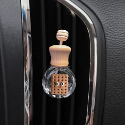 Food Glass Diffsuer Aromatherapy Bottle Car Air Freshener Vent Clip, with Woooden Cap and Resin Cabochons, Auto Perfume Bottle Ornament Decoration, Biscuit Pattern, 2.2x3.6x7.2cm, Capacity: 8ml(0.27fl. oz)