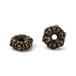 Bronze Antique Alliage de perles d'entretoise de style tibétain, sans cadmium et sans nickel et sans plomb, fleur, bronze antique, 5.5x2mm, Trou: 1mm, environ4300 pcs / 1000 g