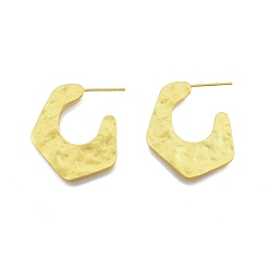 Matte Gold Color Rack Plating Brass Pentagon Stud Earrings, Half Hoop Earrings for Women, Nickel Free, Matte Gold Color, 29x27x1.5mm, Pin: 0.6mm