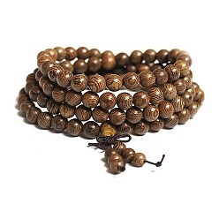 Peru 108 Beads Prayer Mala Bracelet, Wood Round Beaded Wrap Bracelet Necklaces for Ramadan & Eid Mubarak, Peru, 35-3/8 inch(90cm)