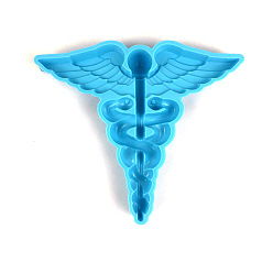 Dark Turquoise DIY Caduceus Symbol Wall Decoration Silicone Molds, Resin Casting Molds, for UV Resin, Epoxy Resin Craft Making, Dark Turquoise, 160x185x22mm