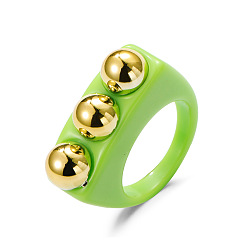 06 Green G-553 Cute Colorful Acrylic Couple Rings - Geometric Resin Ring, Lovely Hand Jewelry for Women.