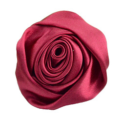 Светло-Вишневый Атласная ткань ручной работы 3d цветок розы, аксессуары для украшения обуви, шапки, одежды своими руками, светло-вишневый, 5.5 см