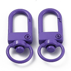 Сине-фиолетовый Цинковый сплав, краска для выпечки, шарнирные карабины, застежки, синий фиолетовый, 33.5x13.5x5.5 мм, отверстие : 9 мм