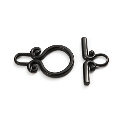 Electrophoresis Black 304 Stainless Steel Toggle Clasps, Electrophoresis Black, Ring: 22.5x15x2mm, Hole: 6mm, Inner Diameter: 6x3.5mm, Bar: 22x10x2mm, Hole: 5x4mm