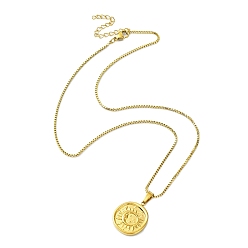 Golden 304 Stainless Steel Pendants Necklaces, Sun, Golden, 15.94 inch(40.5cm)